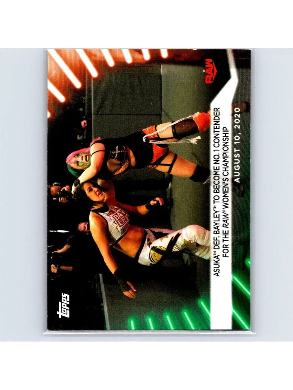2021 Topps WWE Women's Division Asuka def. Bayley #56 Green #/50